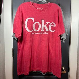 Men's T-Shirt- Red with COKE Graphs- Size XL- Gently Used